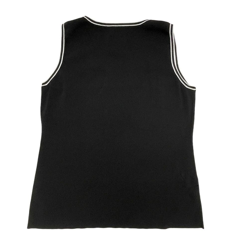 Chico’s Women's Knit Tank Top Sleeveless V-neck Black White Size 2 (12-14) - Picture 2 of 6